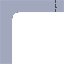 Platstic corner design - Inner corner radius with sharp outer corner.