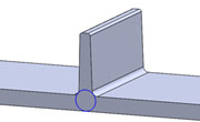 Plastic rib root thickness viewed from at and angle